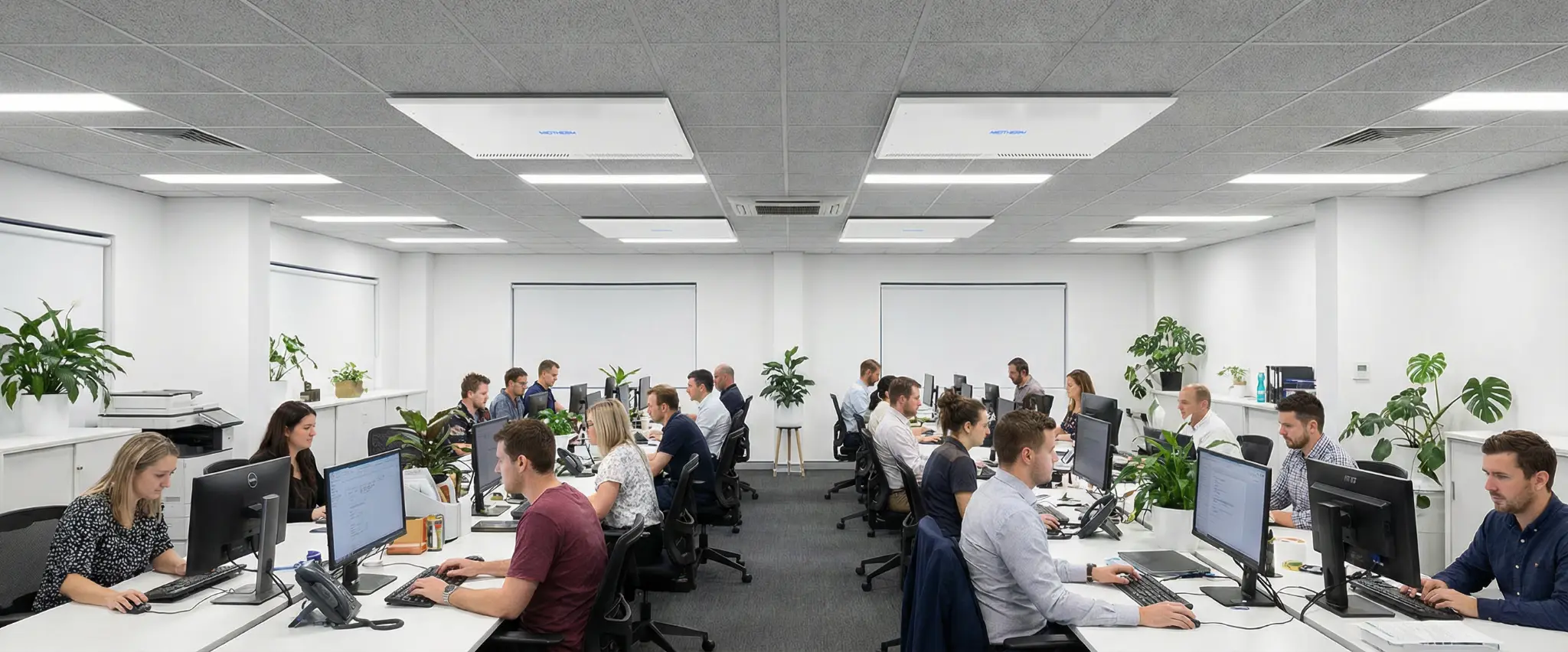 CT600 ceiling units in open plan office