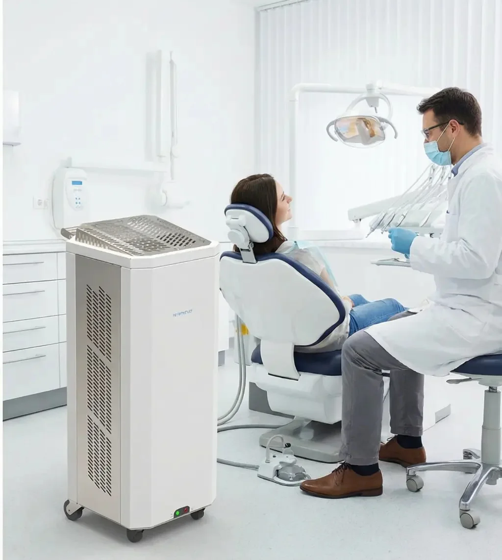 MT500 mobile unit in dental clinic with dentist and patient